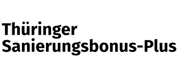 Das Logo zeigt den Schriftzug "Thüringer Sanierungsbonus-Plus"